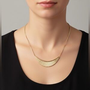 AVON CLEOPATRA VINTAGE FAN SAIL BAR NECKLACE GOLDEN TONE VICTORIAN ESTATE RETRO